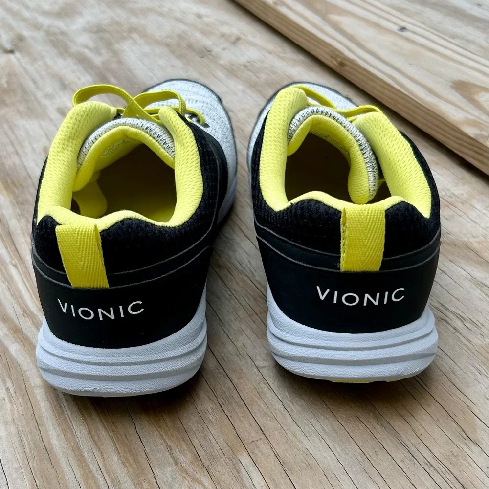 Vionic Malta black white yellow athletic performance sneakers runners casual 8.5 - Picture 2 of 6